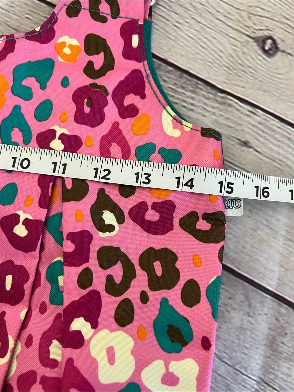 Pink Leopard-Print Tote with Teal Handles - Picture 5 of 7